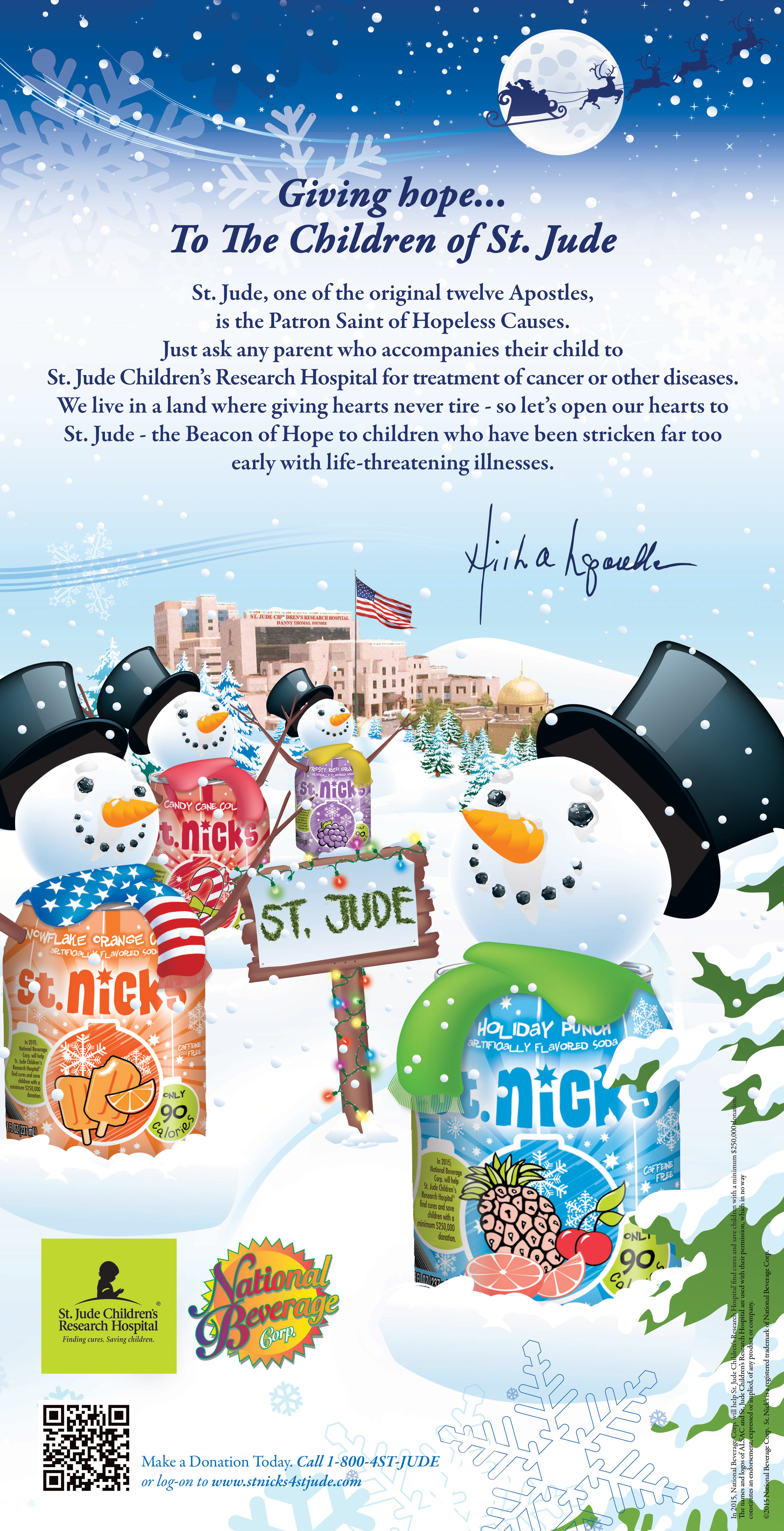 National Beverage Starts St. Nick’s Drinks’ Programme To Gather Donation For St. Jude’s Children